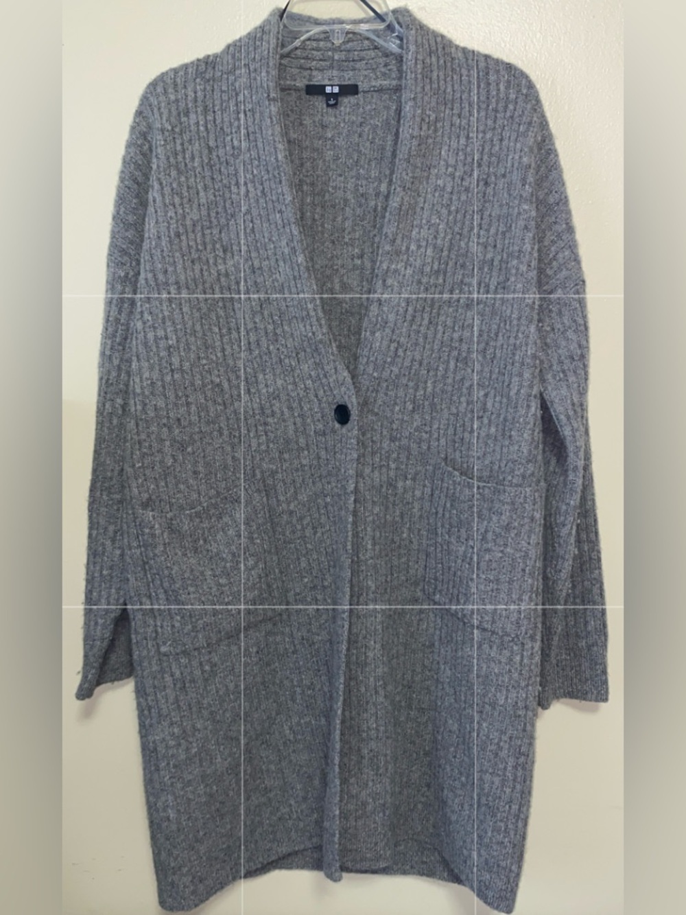 Uniqlo • 100% Wool • Long • Ribbed • Cardigan • Small